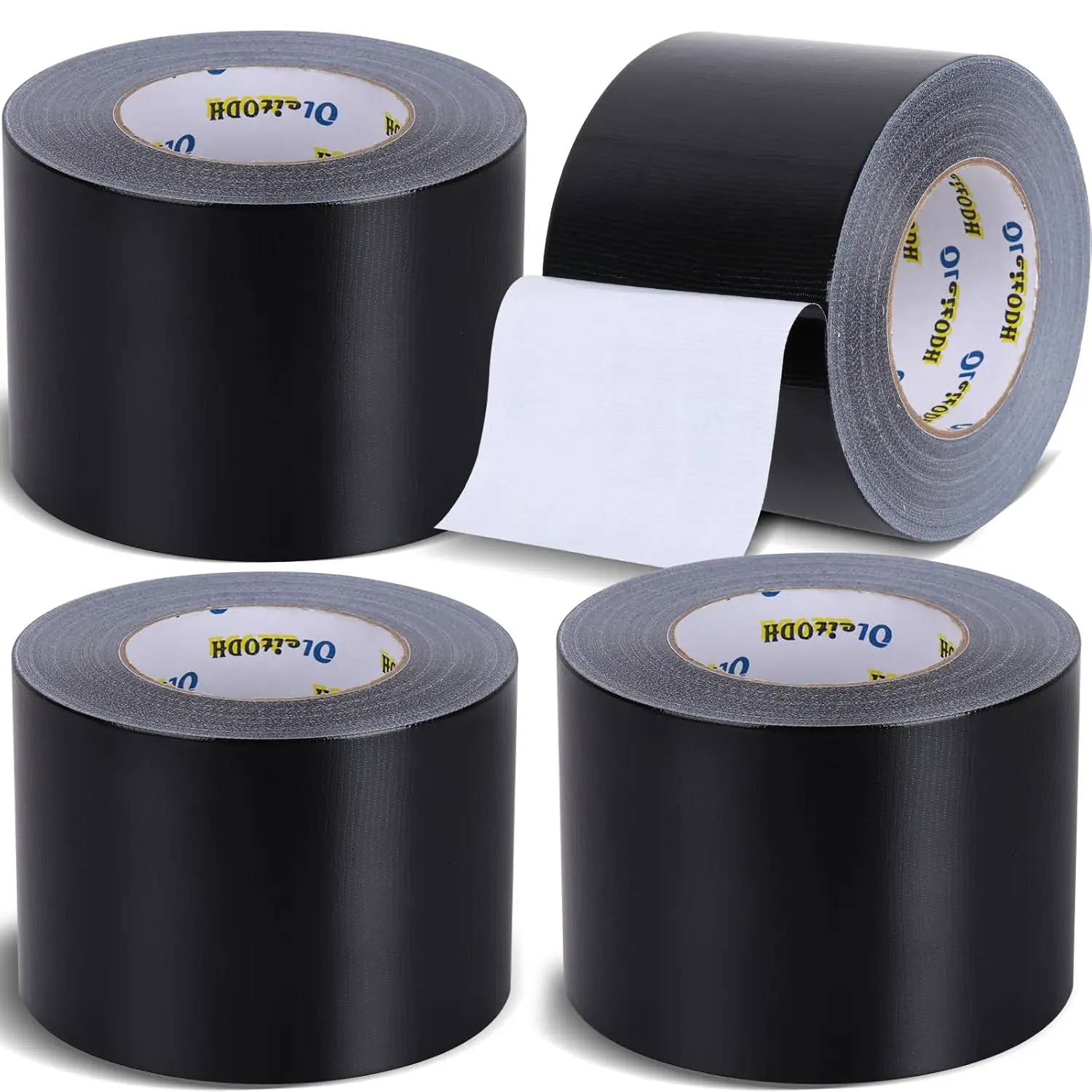 

4 Inch Black Duct Tape - 4 Pack Heavy Duty Duct Tape, Totals 220 Yards, 8.3 mil Thickness, Strong, Flexible, No Residue,