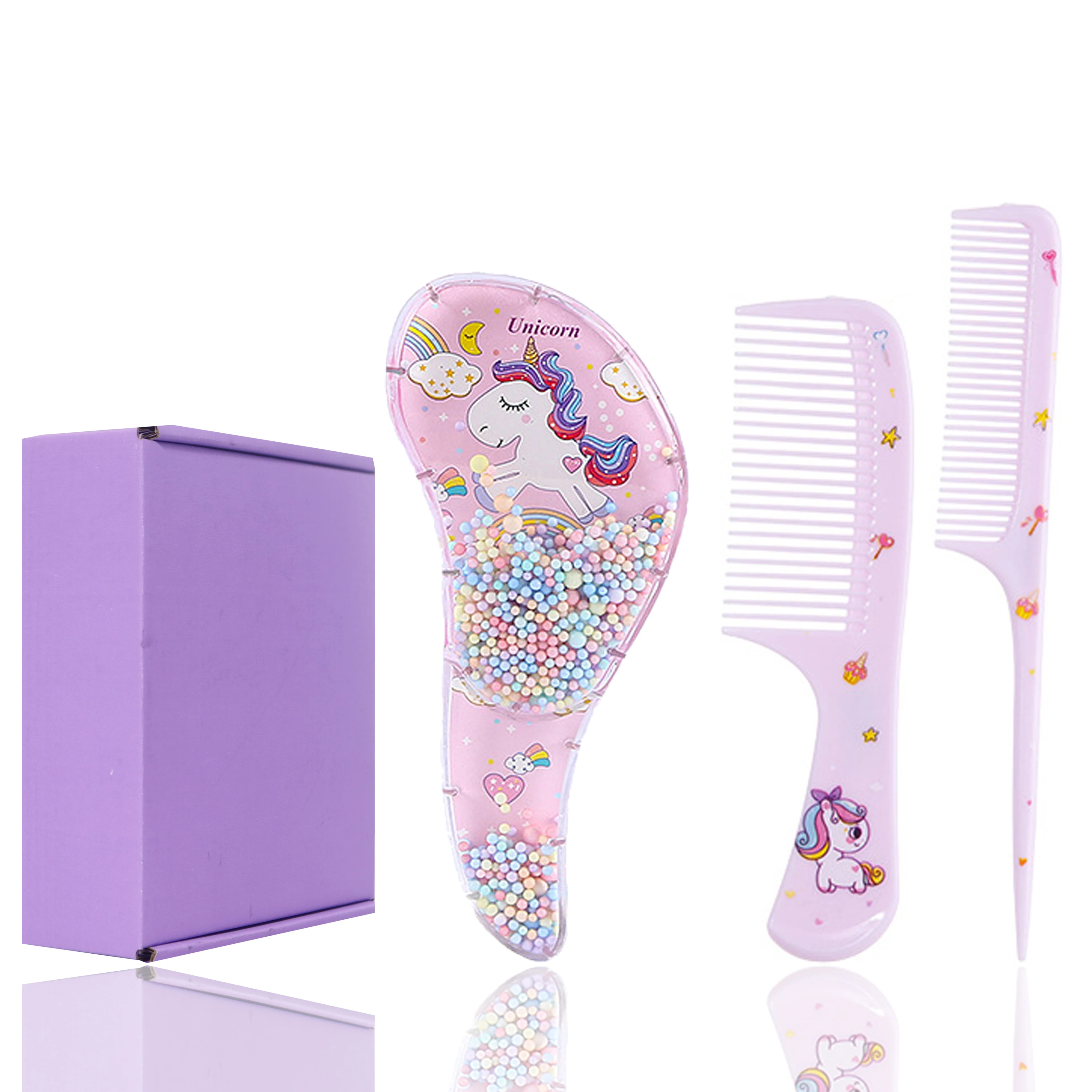 

Comb set gift box, including cartoon scalp massage comb, mouse tail comb, fine tooth comb,Special for real hair wigs