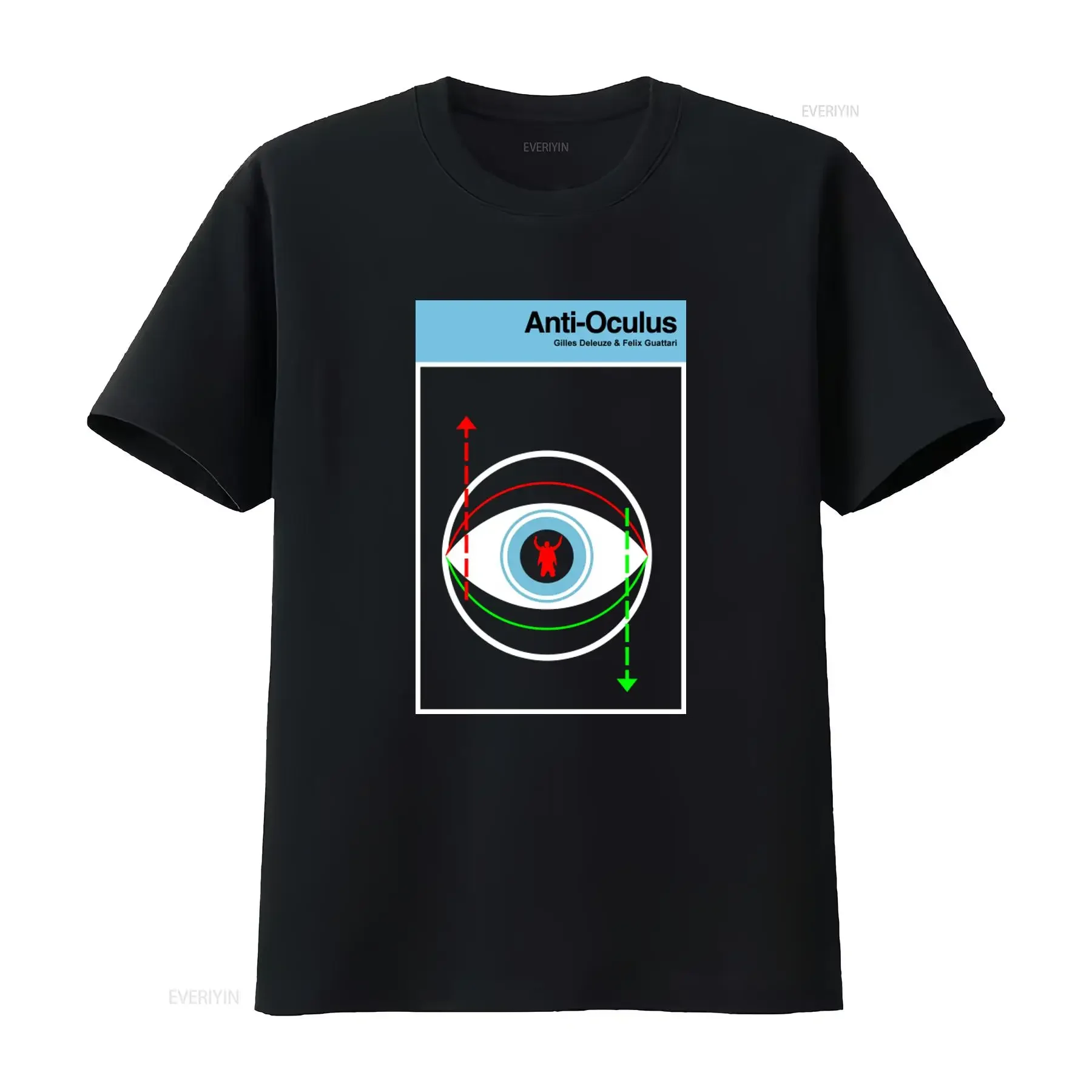 T-shirt Deleuze et Guattari rétro anti-oedipus avec motif symbole de l'œil, design vintage, graphique légèrement stylé et délavé