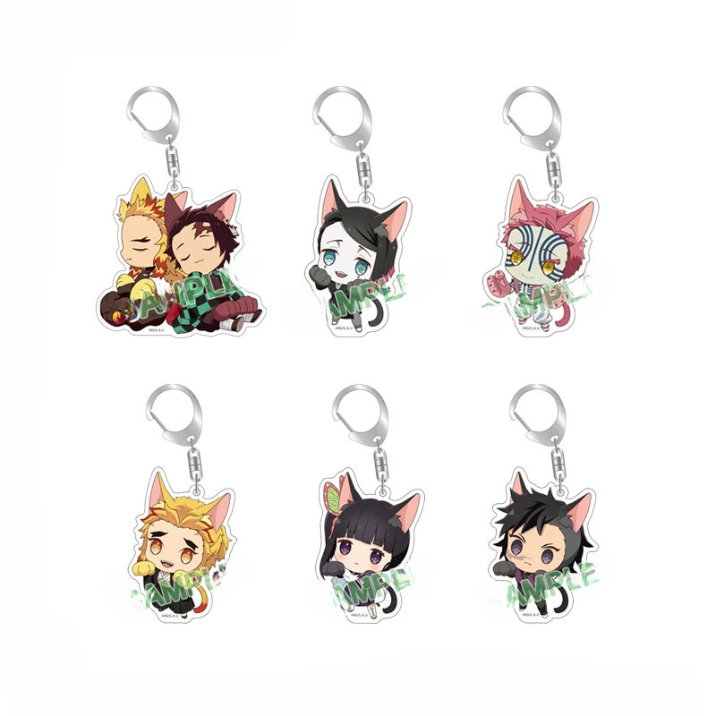 

Kimetsu No Yaiba Anime Figure Kamado Tanjirou Enmu Meow Meow Q Version Acrylic Standing Pendant Keychain Toys Kids Gifts Model