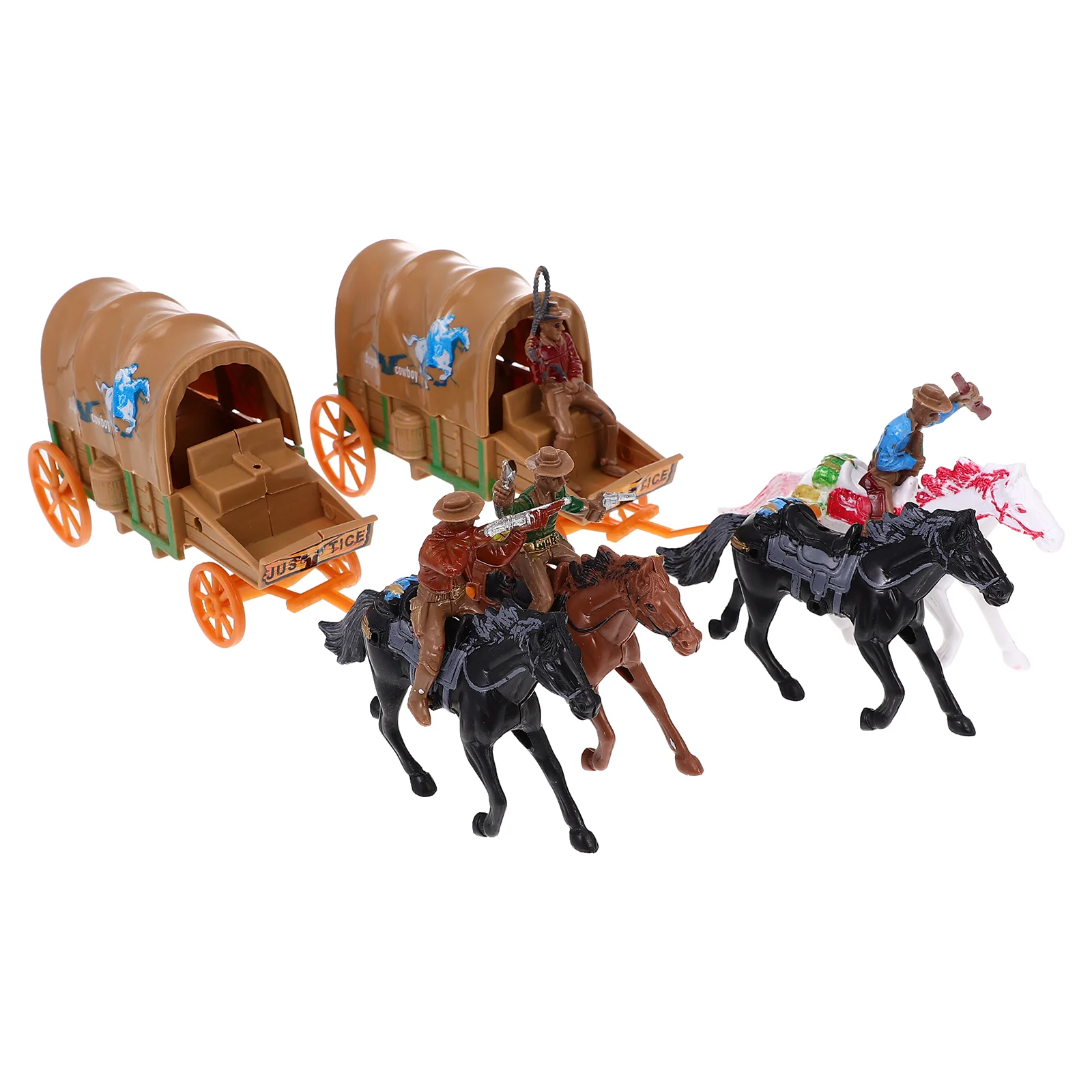 2 Sets Cowboy Model Toy Creative Kids Toys Culture Collection Hay Delightful Western Carriage Plastic with