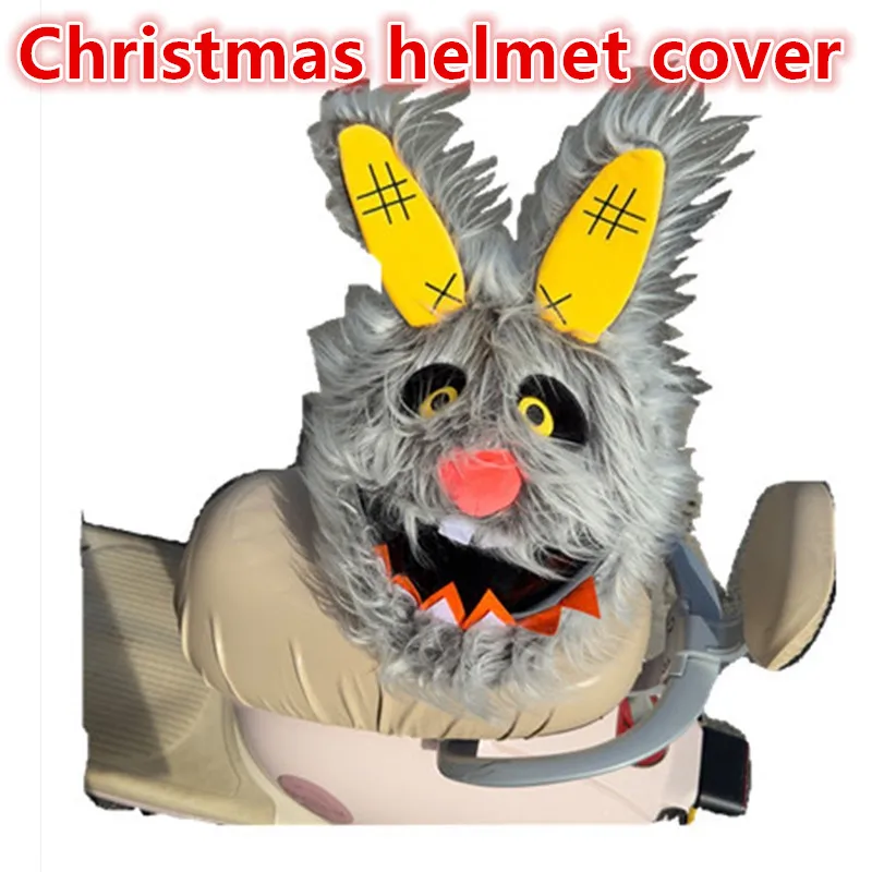 

Scar rabbit plush helmet cover motorcycle helmet cartoon warm windproof locomotive full helmet cover festival gift helm plush