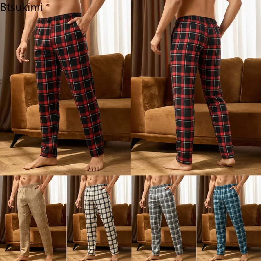

Новые мужские пижамные брюки с карманами, фланелевые, тонкие, вельветовые, мягкие, теплые, в клетку, для дома и сна, пижамные штаны, одежда для отдыха и сна