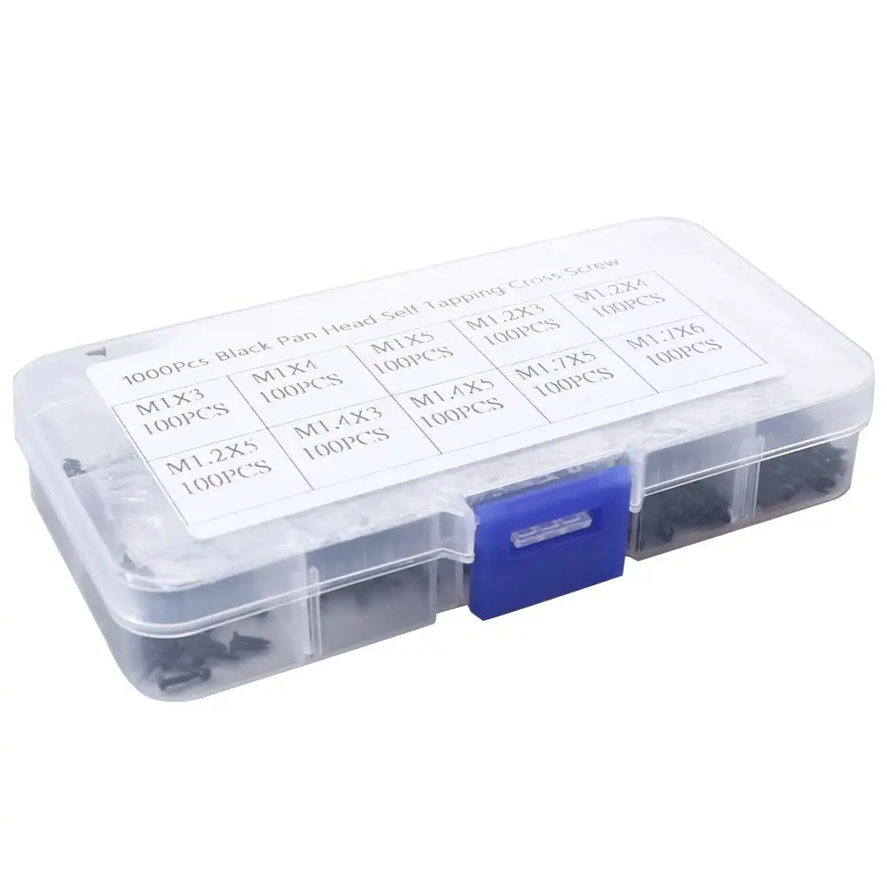 

M1 M1.2 M1.4 M1.7 Self Tapping Screws Black Carbon Steel Laptop Screws Micro Cross Phillips with Box Wood Screw Woodworking