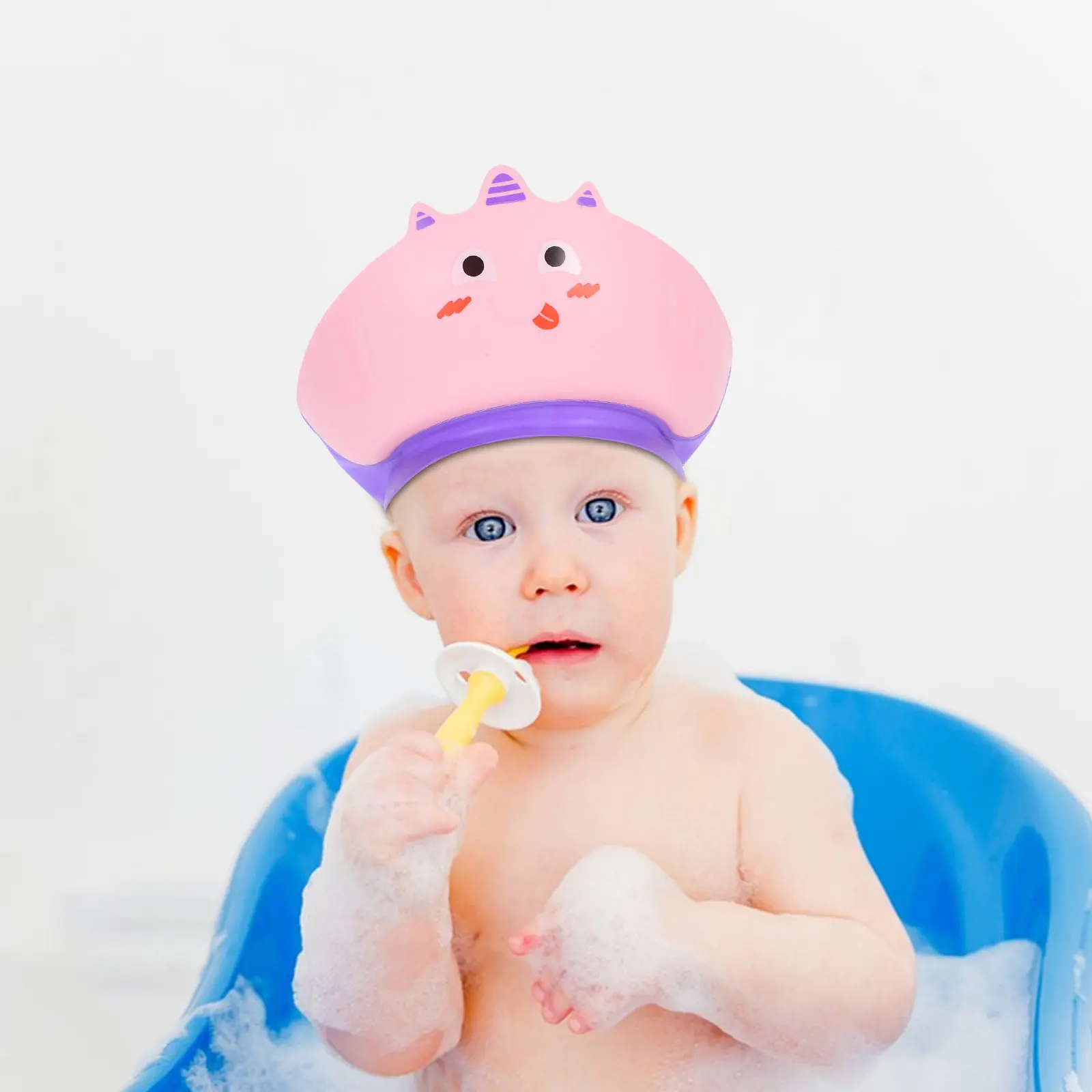 

2Pcs Cute Cartoon Baby Shower Cap Adjustable Toddler Bath Visor Hat for Hair Washing Eye Ear Protection Shampoo Cap