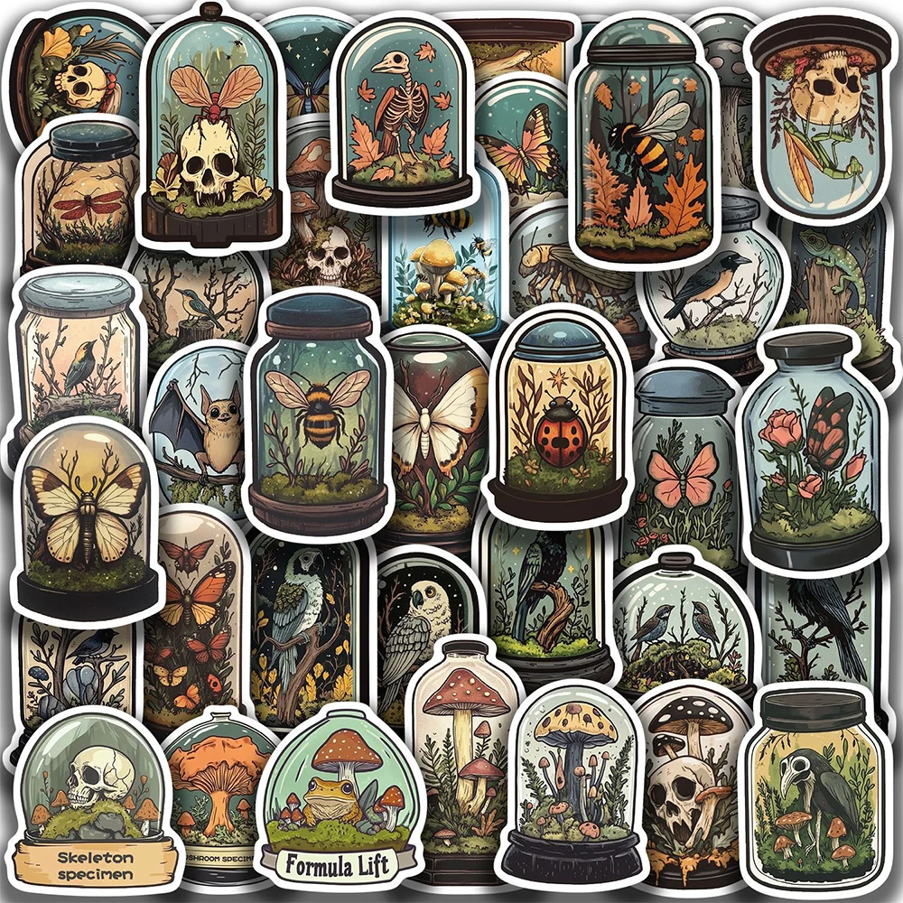 

10/30/50pcs Vintage Animal in a Bottle Stickers Decal Kids Toys DIY Laptop Motorcycle Phone Car Suitcase Waterproof Sticker