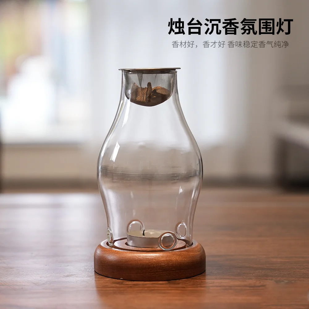 Transparent Glass Candle Holder. Home Vintage Breathable Candle Holder. Minimalist Fragrance Diffuser Candle Lamp Cover.