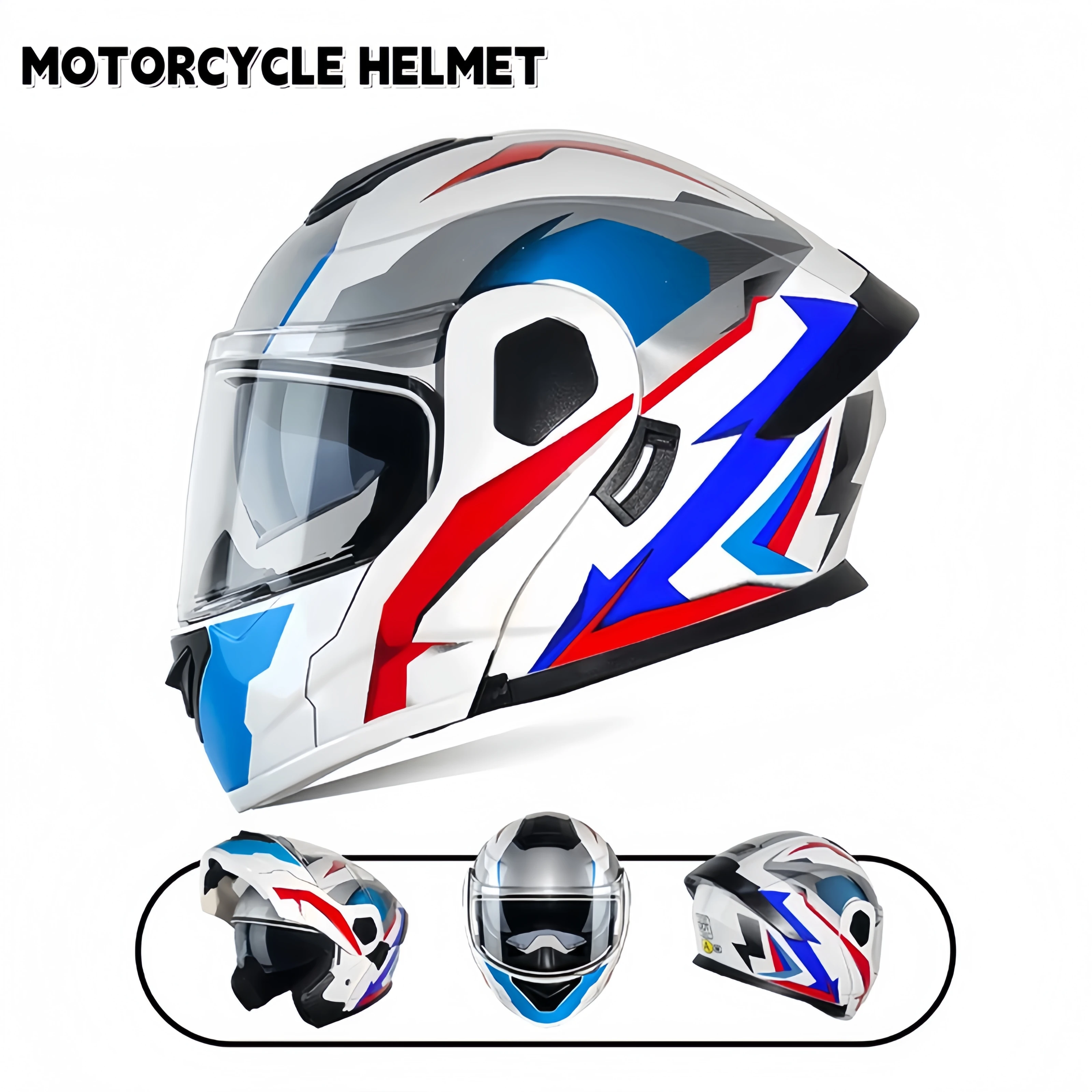 Full Face Motorcycle Helmet Dual Visor Stylish Full Coverage ABS Safety Helmet All Seasons Motorbike Helmet for Men Women