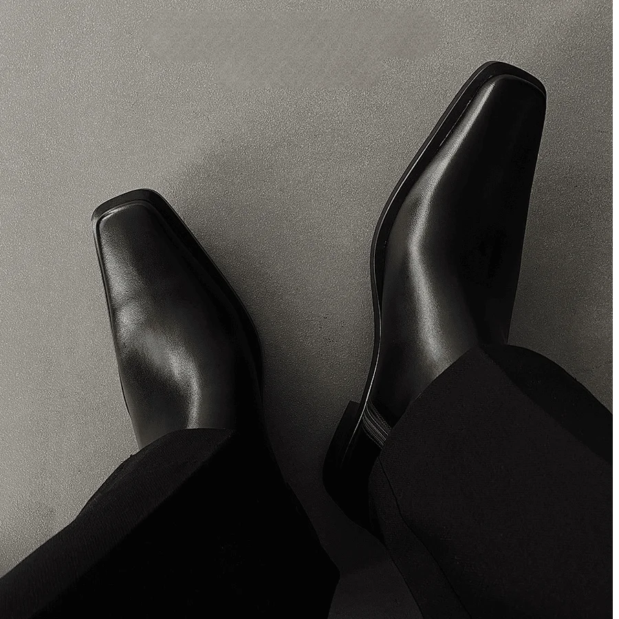 2025 Chelsea British Casual Fashion Handsome Men's High-top Trendy Inner Heightening Locomotive Boots Pointed