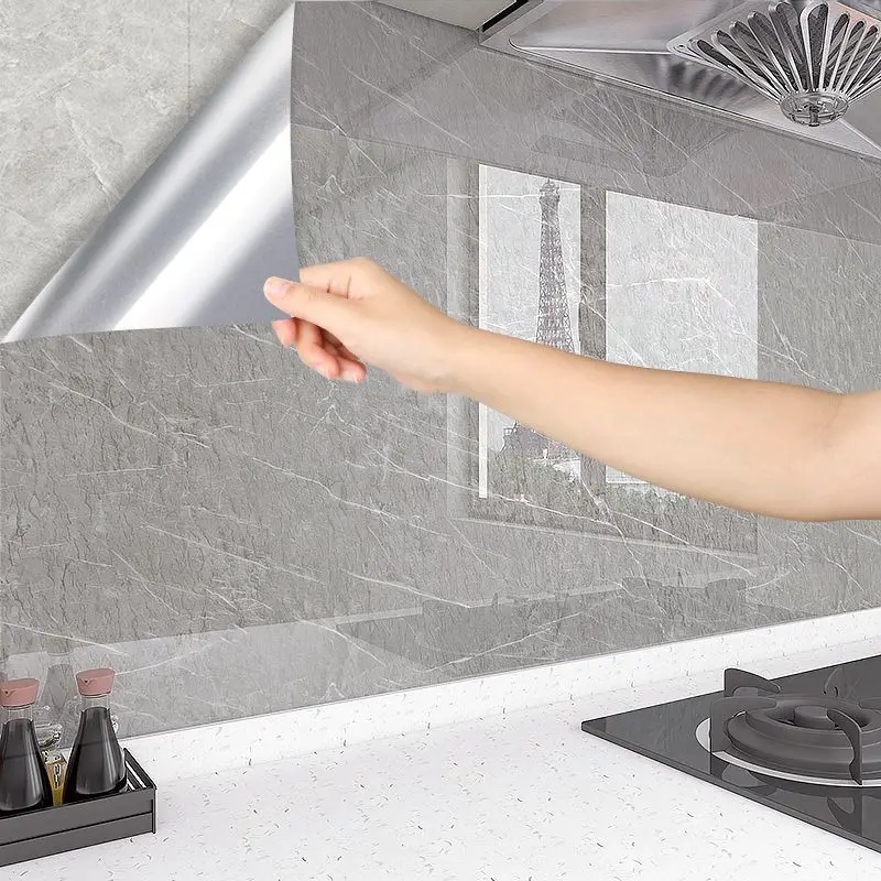 Modern Style Kitchen Wallpaper Oil Proof High-temperature Resistant Self-adhesive Waterproof Wallpaper Mould-Proof Sticker