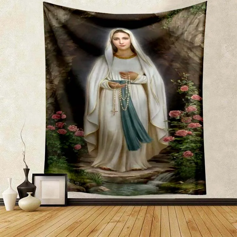 Virgin Mary Religion Christ Tapestry Lightweight Decorative Ornament Super Soft Tapestry Bed Sofa Dormitory Living Room Adult