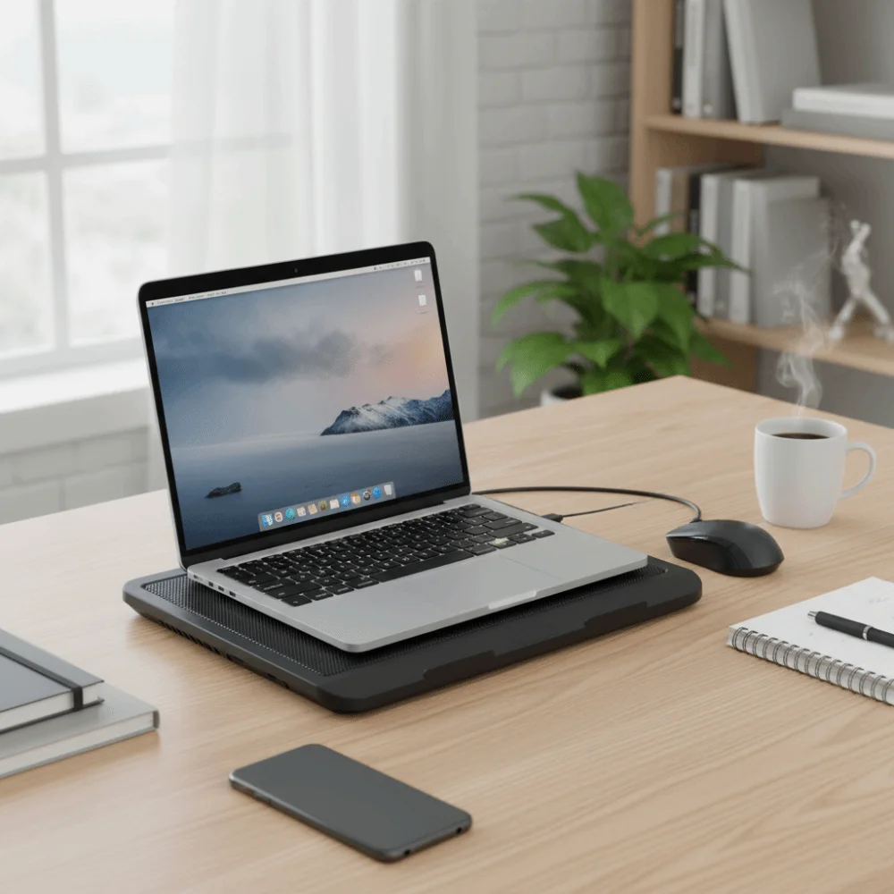 لوحة تبريد الكمبيوتر المحمول المحمولة القابلة للتعديل، منفذ USB، ضوء LED، مروحة تبريد الكمبيوتر المحمول، شبكة معدنية، دراسة تبريد الكمبيوتر المحمول