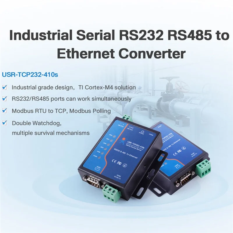 

Преобразователь последовательного порта BAAE RS232 RS485 в TCP/IP Ethernet Сервер последовательных устройств Поддержка Modbus RTU и TCP USR-TCP232-410S Вилка стандарта США