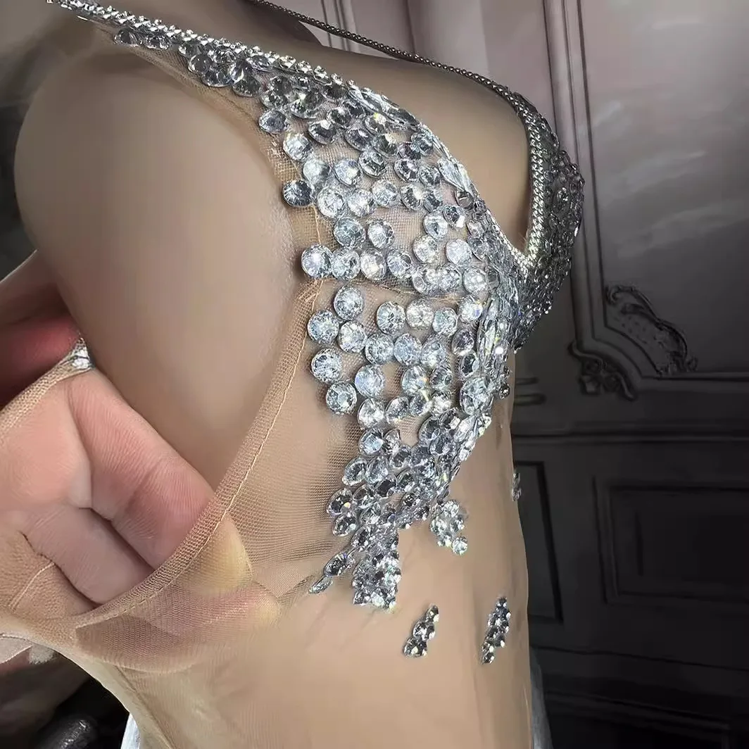 Diamant Intarsien Ausgehöhlt Mesh Sexy Hüfte Wrap Rock Bar Und Nachtclub Sängerin Bungee Dance Bühne Leistung Kleidung