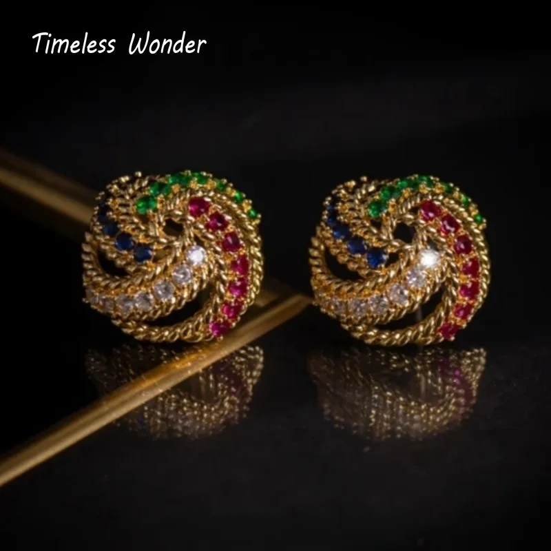 

Timeless Wonder Fancy Zircon Geo Knot Stud Earrings for Women Designer Jewelry Runway Gift Brincos Sweet Korean Cute Top 4455