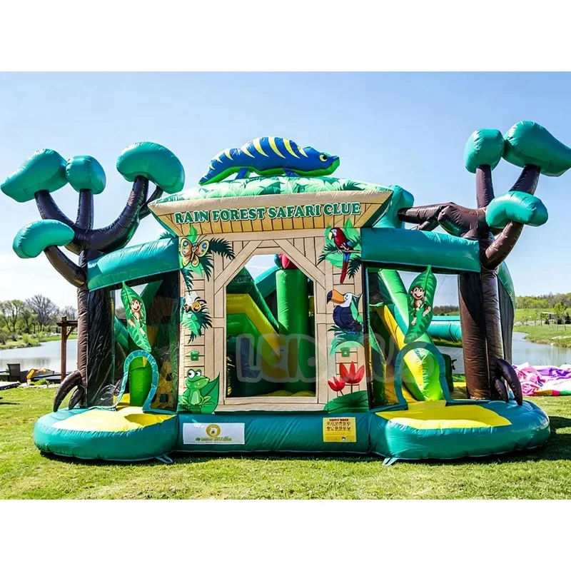 Commercial Rainforest Safari Jungle Theme Inflatable Bounce House Combo Kids Inflatable Bouncy Castle for Outdoor Party Rental