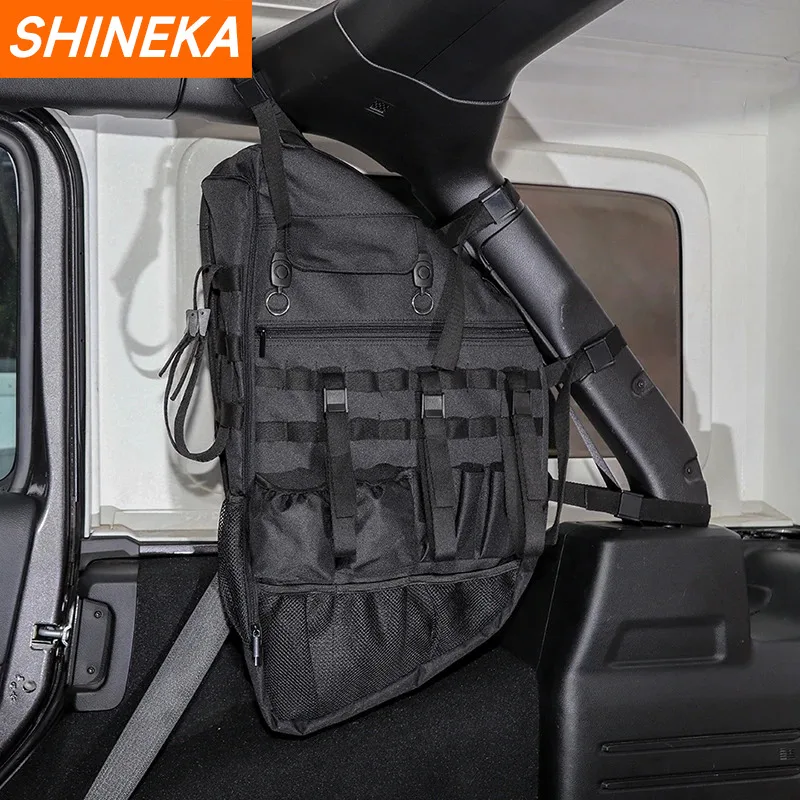 SHINEKA Car Trunk Side Door Roll Bar Storage Bag Tool Bags Multi-Pockets Cargo Organizers For Jeep Wrangler JK JL 2007-2023