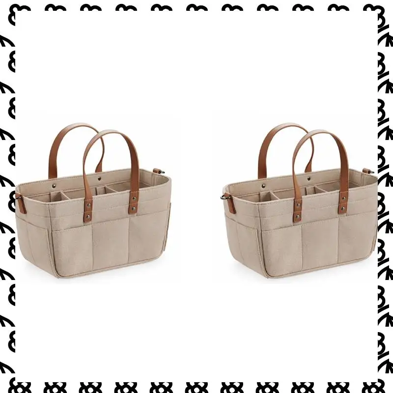 

A07I 2X детский фетровый органайзер для хранения, корзина для детских подгузников, сумка для детских подгузников с ручкой, переноска для хранения подгузников для детей A