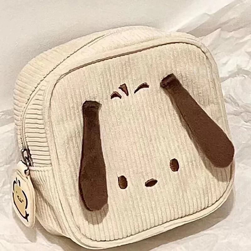 Sanrio Corduroy Pochacco Sanitary Napkin Zip Storage Girl Student Physiological Period Sanitary Case Portable Bag For Small Item