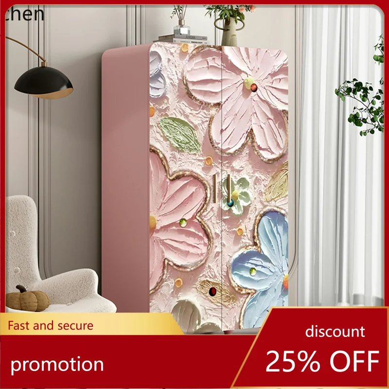 

ZMLAll Solid Wood Wardrobe Romantic Pink Bedroom Storage Cloakroom Storage Wall Cabinet