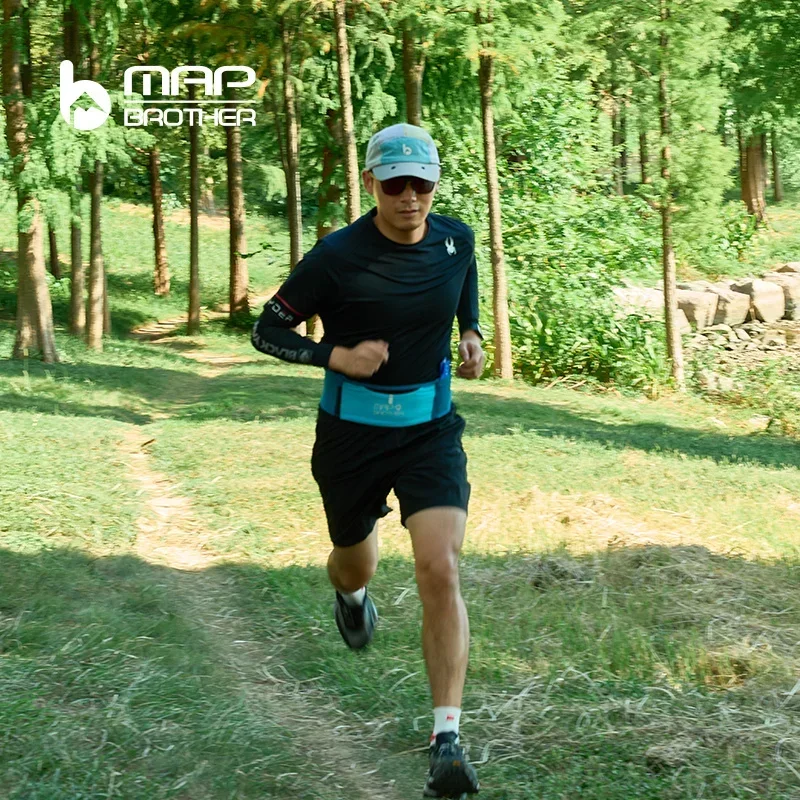 MAP BROTHER W1003 حزمة خصر رياضية سوداء متعددة الوظائف بسحاب للجري خفيفة الوزن للسفر مناسبة لمحفظة مفاتيح الجيب