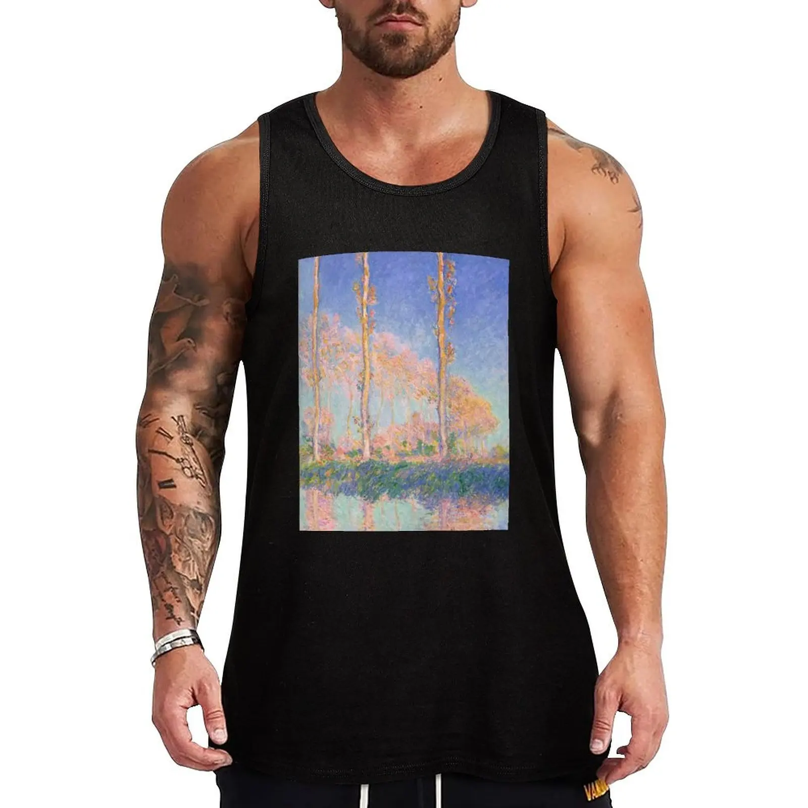 Claude Monet - Poplars (Autumn), 1891 Tank Top Gym T-shirts for men bodybuilding t shirt