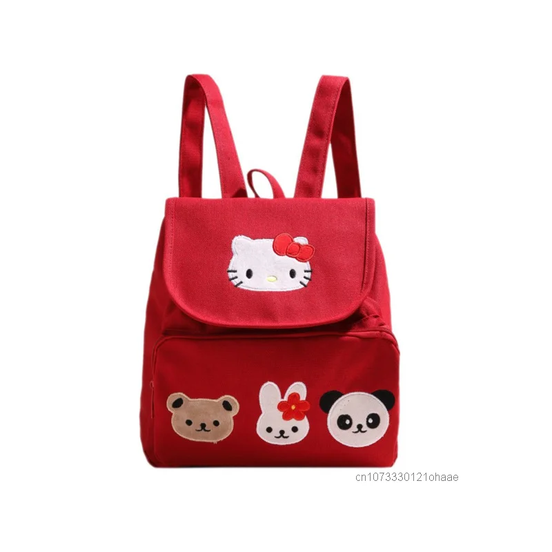 Sanrio Hello Kitty Cute Cartoon Canvas Bag Japanese Version New Fashion Versatile Schoolbag Sweet Y2k Girl Style Trend Backpack