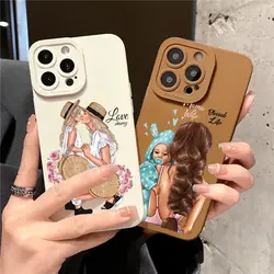 Super Mom Baby Girl Son Phone Case For iPhone 13 12 11 Pro Max 14 Pro Max Plus X XS XR 7 8 Plus SE2 Soft Silicone Cartoon Covers