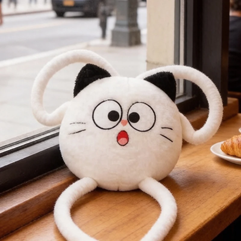 Funny Cat Throw Pillow Black White Cats Creative Plush Toys Long Arms Legs Cute Kitten Home Sofa Cushion For Lumbar Support
