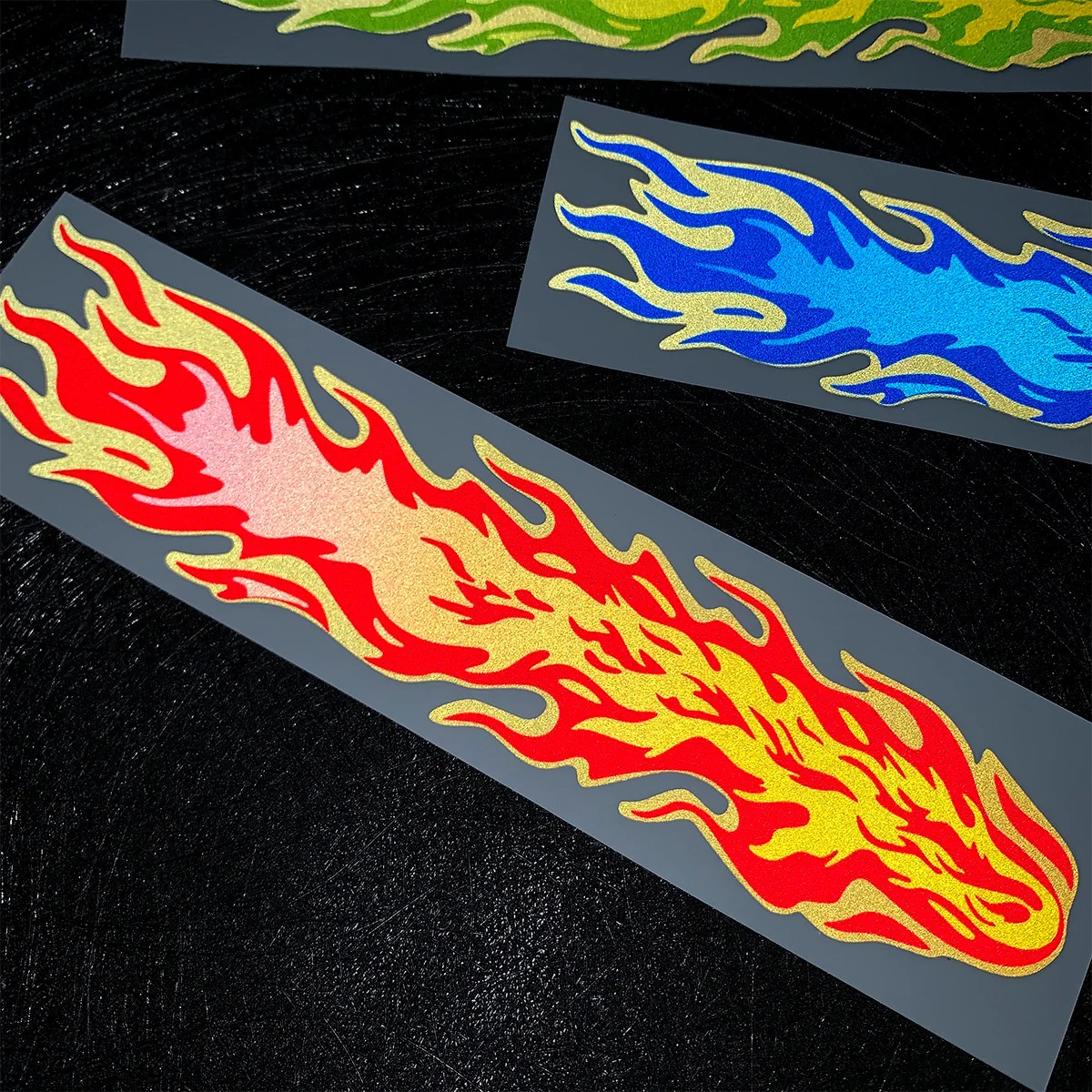 2D Flat 2Pcs Flame Pattern Waterproof PVC Vinyl Stickers For Car Motorcycle Helmet Scooter Decor