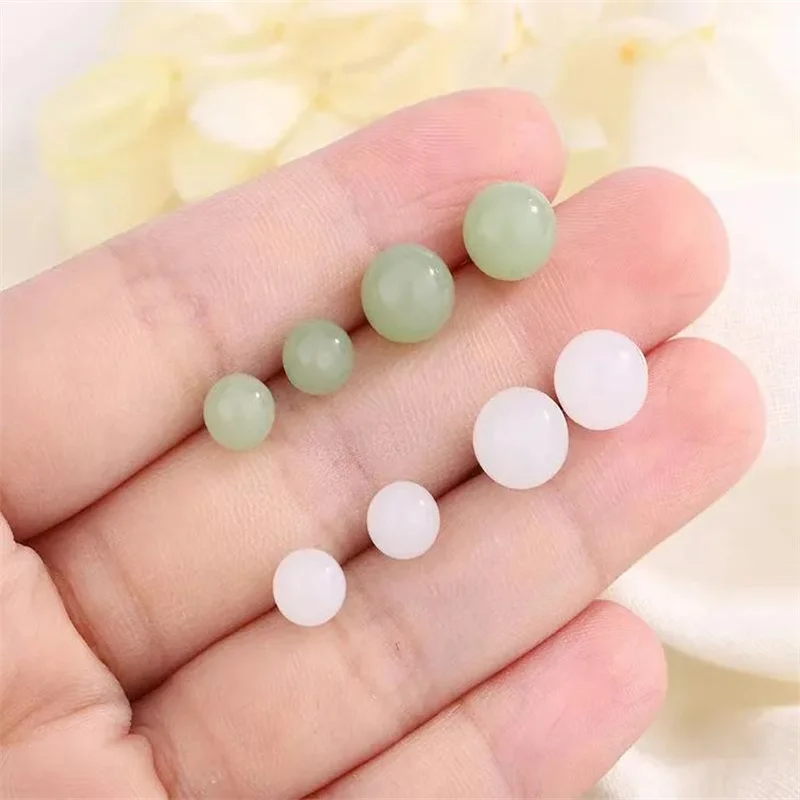 Senlissi- Retro Palace 6–12 mm natürliche Hotan-Jade-Ohrringe, 925er Sterlingsilber, Ohrstecker, 18 Karat Ohrringe für Damen, Schmuck, Geschenke – Detail 4