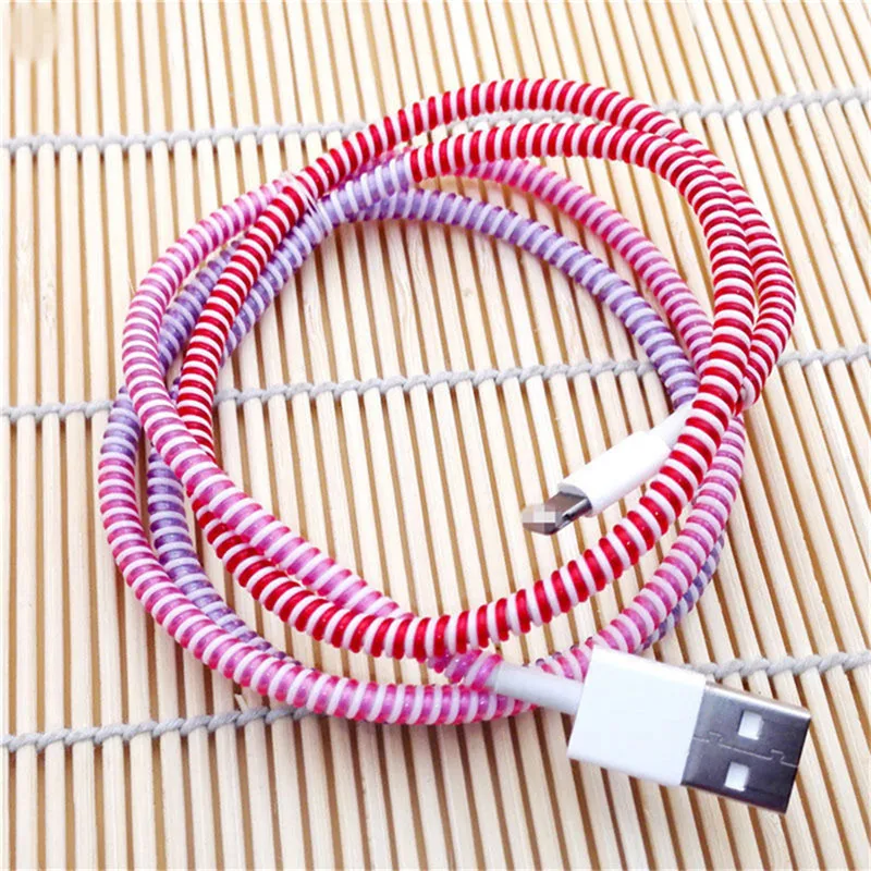 1/10Pcs Spiral USB Data Charger Cable 50/140cm Cord Protector Wrap DIY Winder For IPhone 5 6 6S 7 8 Plus Samsung HTC