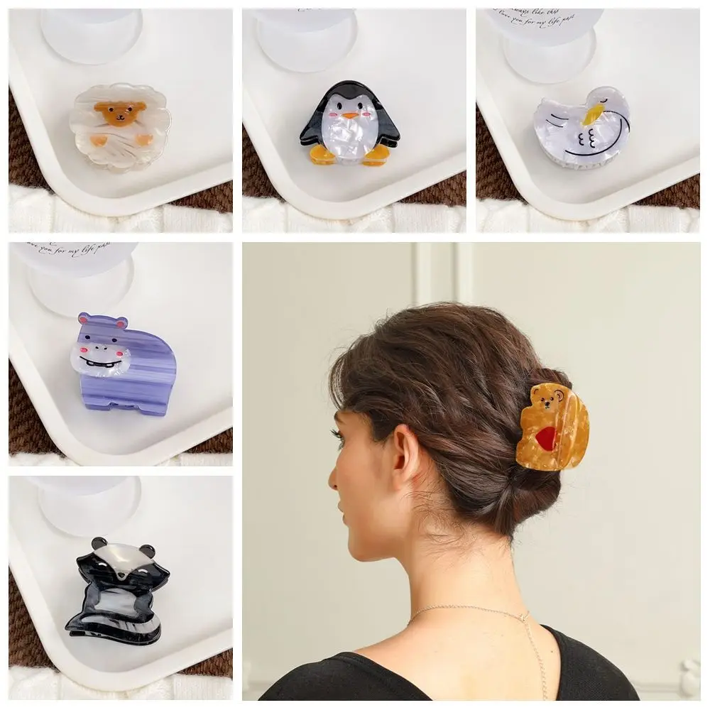 

Cute Acetic Acid Acetate Penguin Hair Claw Sheep Love Bear Cartoon Hair Clip Y2k Headdress Shark Clip Female