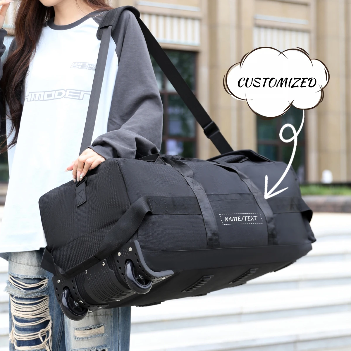 

High-end logo tug bag, increased capacity trolley bag, business travel bag, female multifunctional luggage bag, exclusive diy