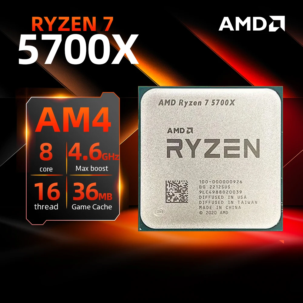 AMD RYZEN™CPU 게이밍 프로세서, 게임 캐시 소켓 AM4 프로세서, 7 5700X3D 100%, 8 코어 16 스레드, 4.1GHz, 7NM, 100MB