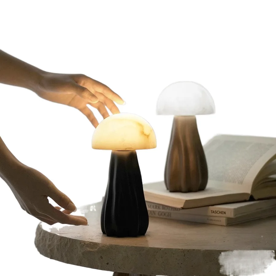 

Cross-border natural marble mushroom lamp,night light, medieval ambient light "Peace and prosperity" ornament