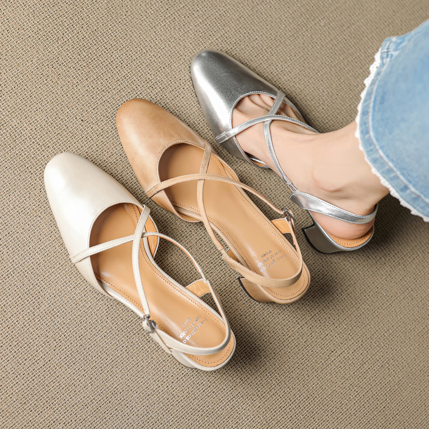 2026 new summer women sandals natural leather plus size 22-26cm cowhide+sheepskin+pigskin square toe back-buckle women shoes