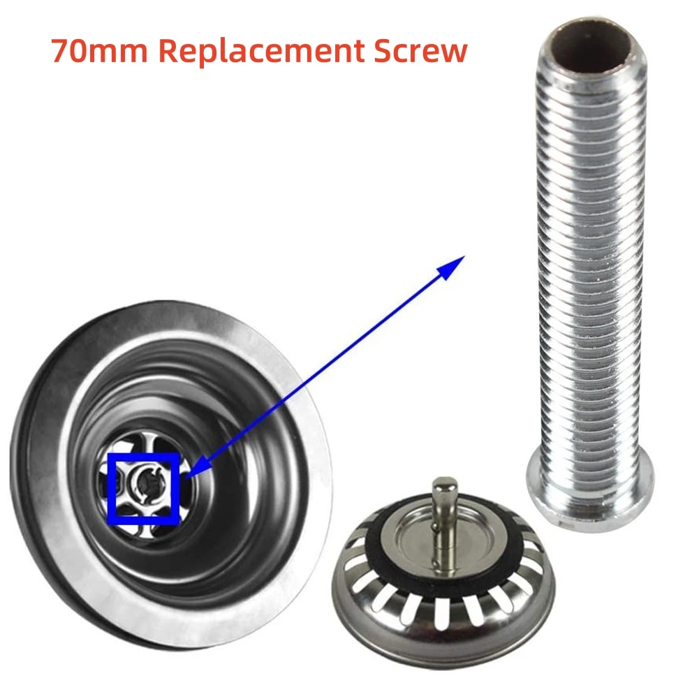 70mm Screw Kitchen Fixture Sink Accessories Basket Strainer Brass Waste Screw Long Kitchen Sink Bolt Parts for Kitchen Drains