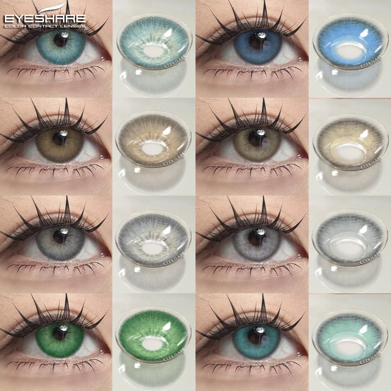 EYESHARE 1 Paar Farbige Kontaktlinsen für Augenfarbe, Natürliches Schwarz, Grau, Blau, Kosmetische Schönheitslinsen