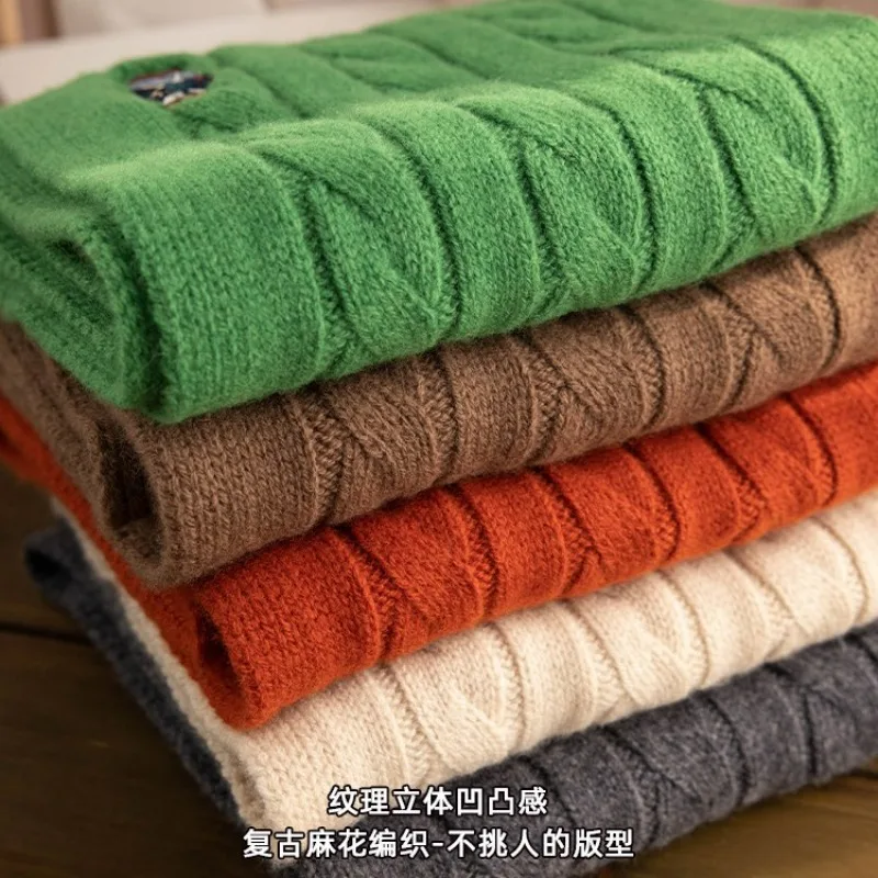 100% ウール！ メイリ クラシック フライドドウツイスト ブリティッシュレトロ スカーフ メンズ＆レディース 冬用 ツイスト刺繍 ベアースカーフ