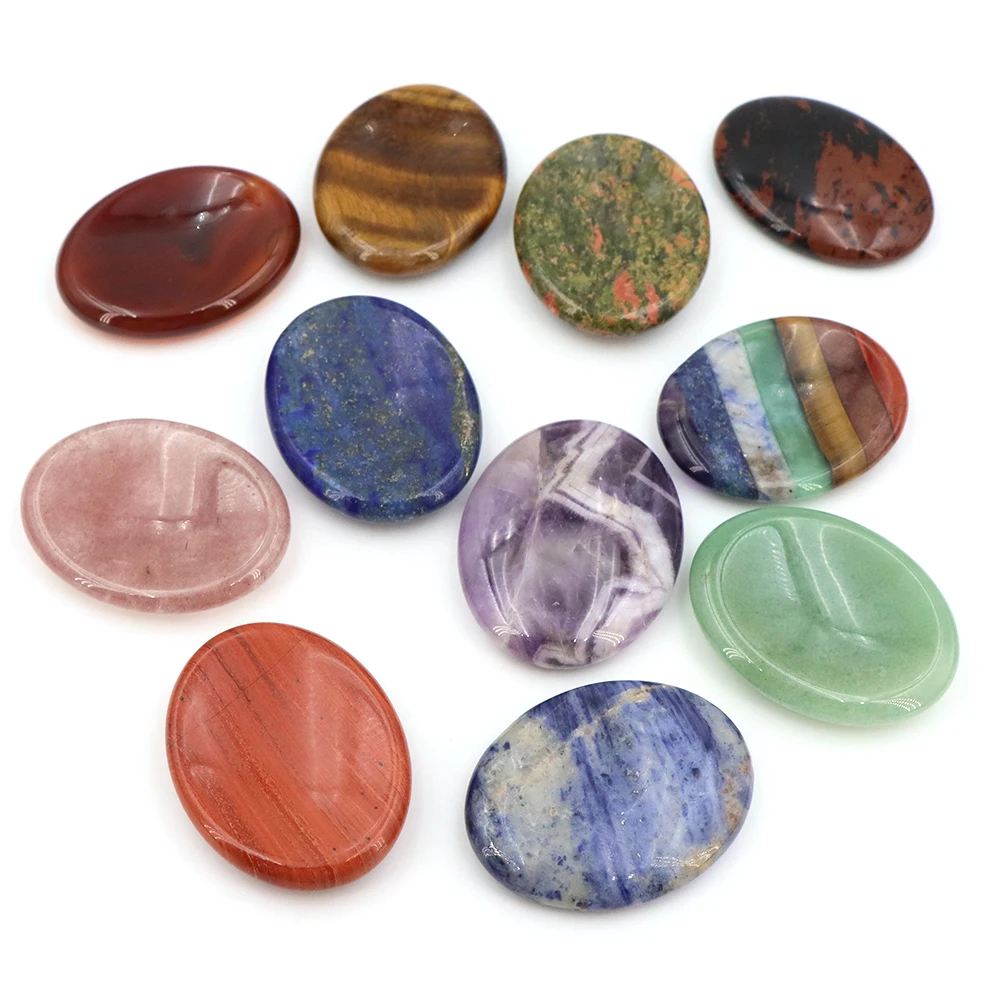 Natural Stone Oval Worry Stone 35x45mm Healing Crystal Thumb Stone Anxiety Stres Relief Meditation Pocket Stone Chakra Balancing