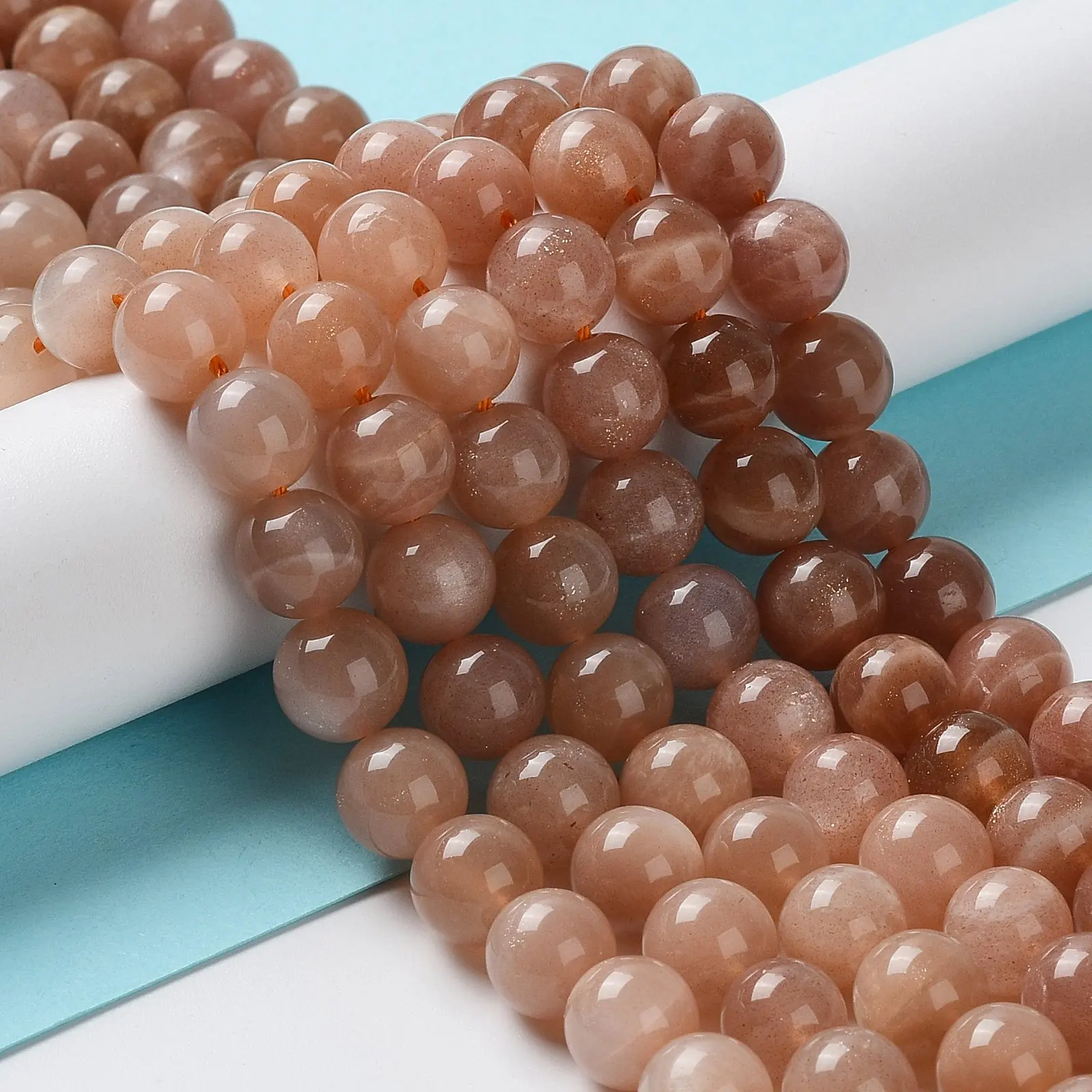 3 Strands 8mm Round Natural Grade B Sunstone Beads