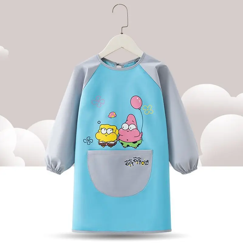 Children's drawing waterproof coat painting long sleeves back dressing kindergarten art painting apron male and female baby bib