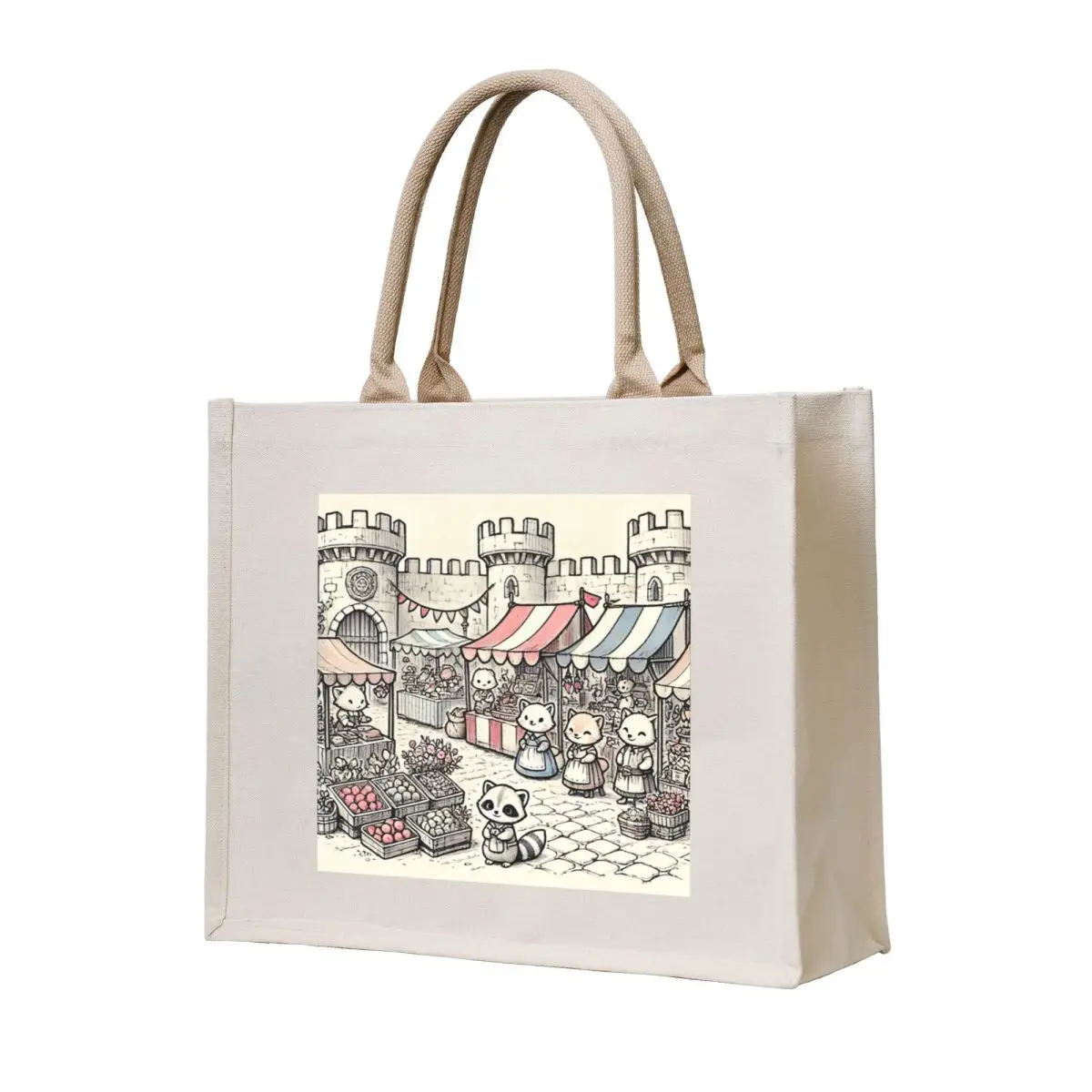 

It's Market Day in the Medieval City Tote Bag Shopper handbag shopping bag tote bag screen cute pouch