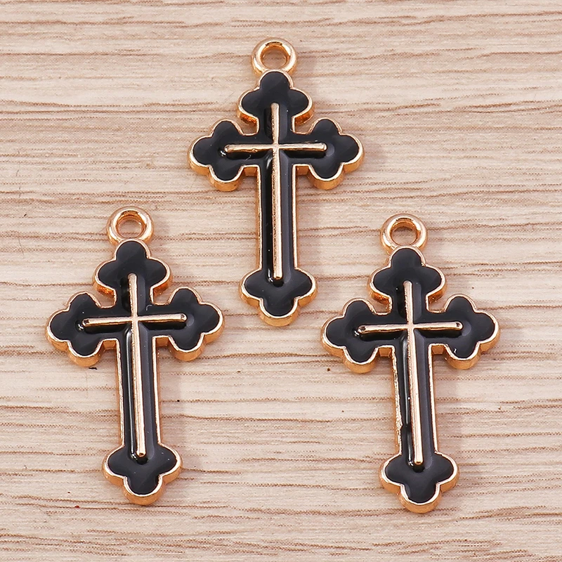 10pcs 13x25mm Punk Enamel Cross Charms for Jewelry Making Pendants Necklaces Earrings DIY Handmade Keychains Crafts Accessories