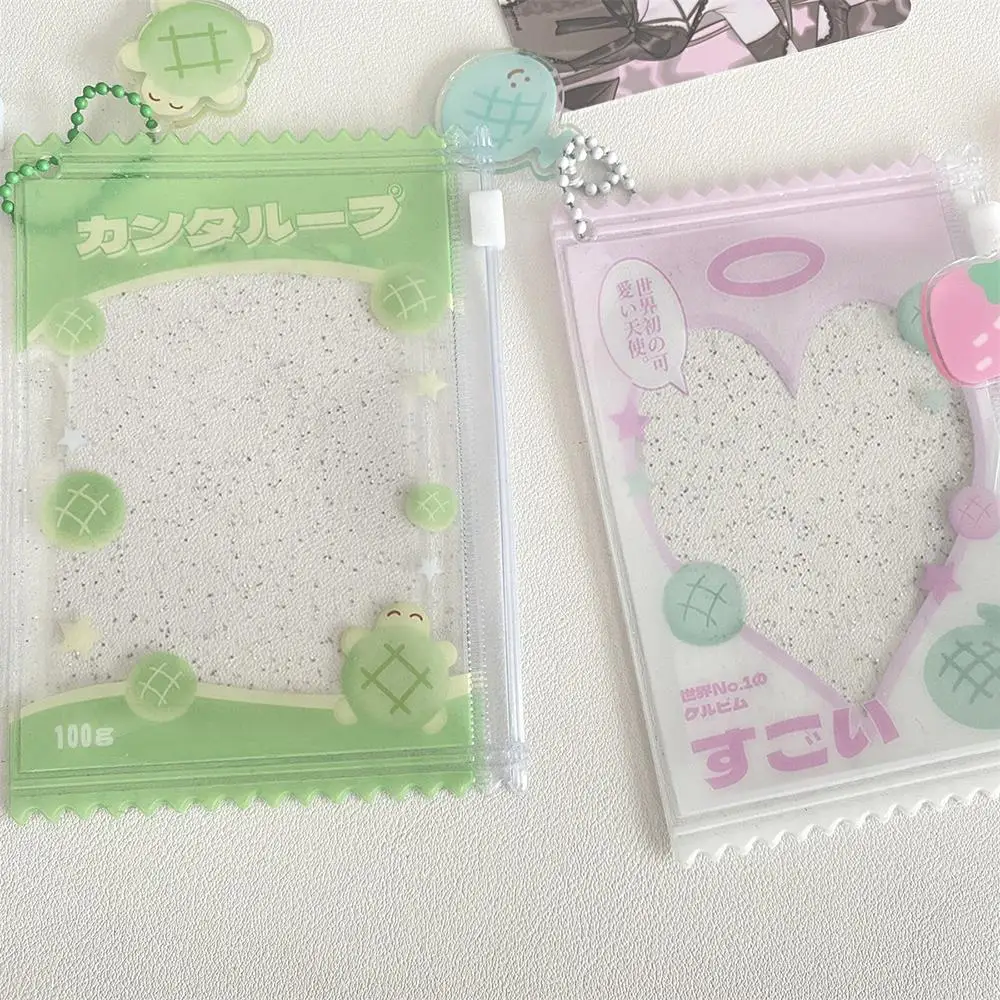 1pcs Transparent Card Holder Cute INS Shiny Candy Bag Card Sleeves Cute Cartoon Anime Badge Card Storage Key Chain Accessories