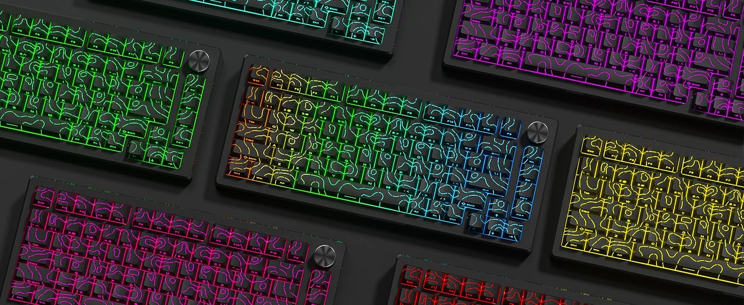 2026 Line Gradient Side Shine Through Keycaps Cherry Profile PBT Custom Keycaps für 60% 65% 75% 96% 98% 100% mechanische Tastaturen – Detail 5