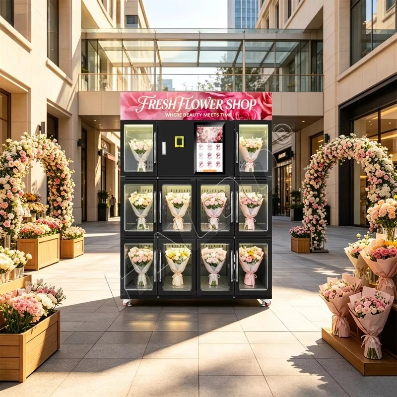 Customized Automatic Flower Bouquet Vending Machine Touchscreen Remote Monitoring Multiple Payment Options Cloud-Based
