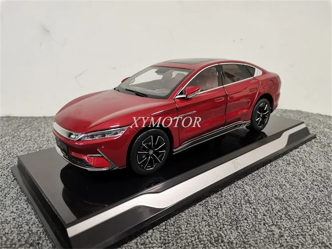 

1/18 для BYD Han EV электромобиль металлическая литая металлическая Модель автомобиля игрушки Хобби Подарки красные украшения дисплей