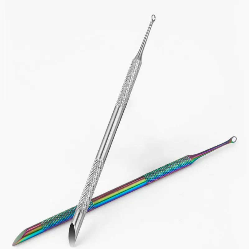 Roestvrij staal dubbelzijdige nagelriemschuiver Remover Cirkel afgeschuinde kop Nagelslijpvijl Nagellakremover Manicure Tool